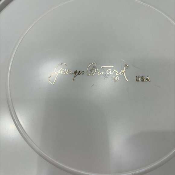 Vintage MCM Georges Briard USA Brushed Gold Lucite Clear Acrylic Handle & Lid - Picture 10 of 16